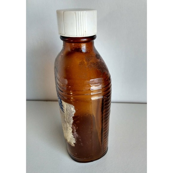 Vintage Brown Rx Pharmacy Bottle Ribbed Sides - Picture 2 of 4
